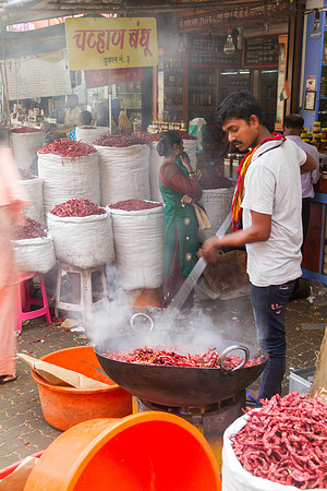 Preparing Peppers for Marsala, Mumbai